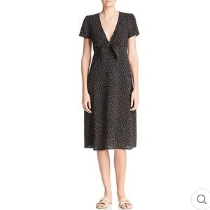 Re:named Black Floral V-Neck A-Line Midi Dress Size Small